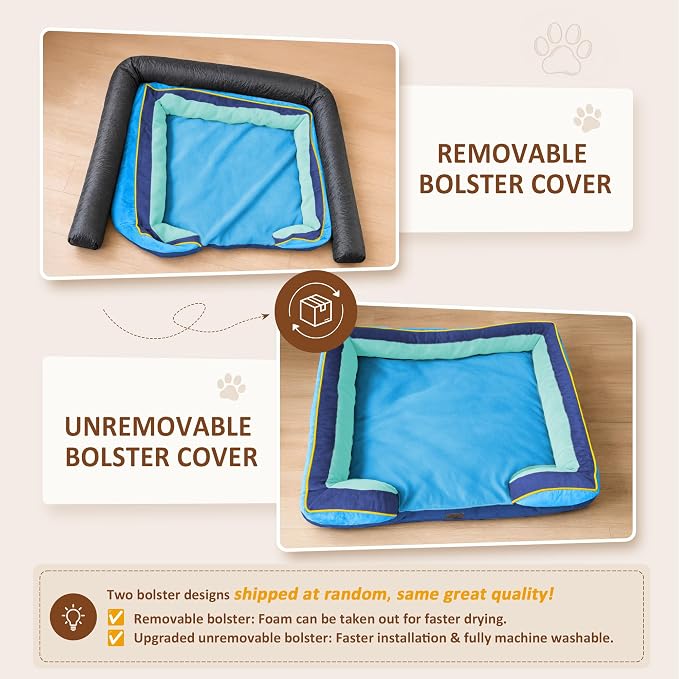 Comfort Expression Orthopedic Dog Bed for Extra Large Dogs with Bolster | Waterproof Dog Couch Bed with Washable Cover & Non-Slip Bottom, Supportive Egg Crate Foam XL Pet Bed, 42x30 Inch
