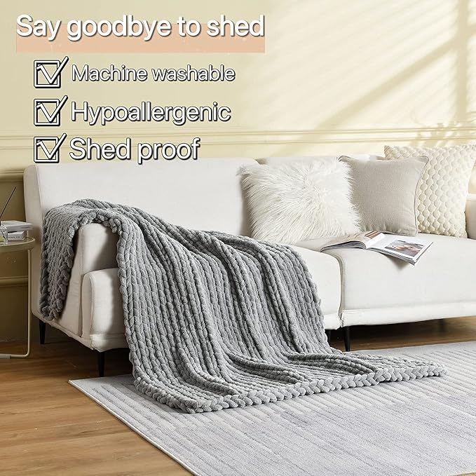 Maetoow Tighter Version Chenille Chunky Knit Blanket Throw,60×80,Brown