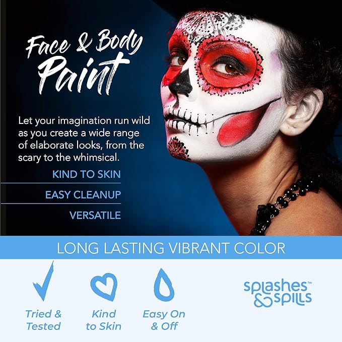 Water Activated SFX Face and Body Paint - Red Face Paint, Special Effects Makeup 18g Cake Tub - Pretend Costume and Dress Up Makeup - Great For Halloween Party and Cosplay by Splashes & Spills