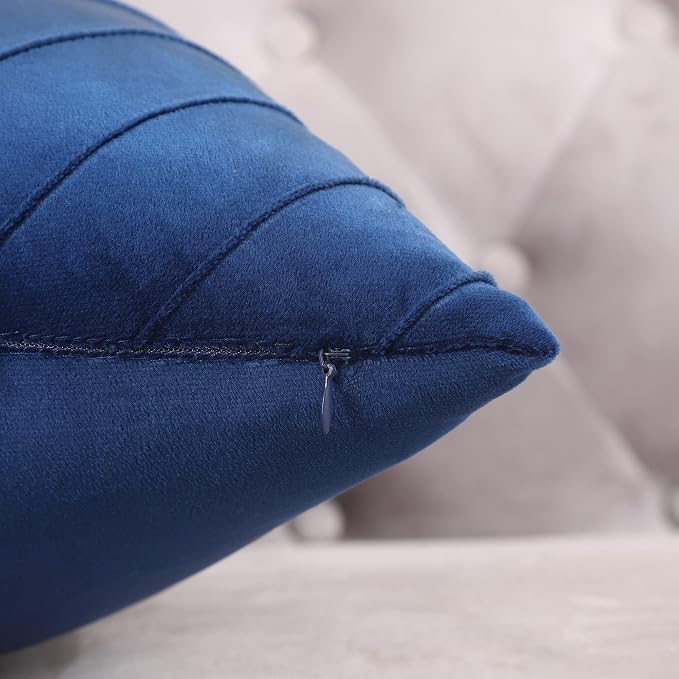 Velvet Throw Pillow Covers 22x22 Pack of 2 Gold Decor Navy Blue | Soft Solid Pillow Covers,Modern Luxury Home Decor,for Couch Chair Sofa Bedroom Livingroom,Hidden Zipper,Ideal Gift,Easy Care
