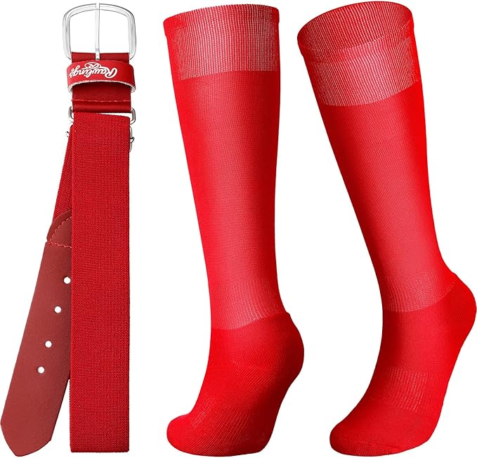 Zhanmai Baseball Belt and Socks Combo Adjustable Softball Socks and Elastic Waist Belt for Youth Boys Girls, Adult