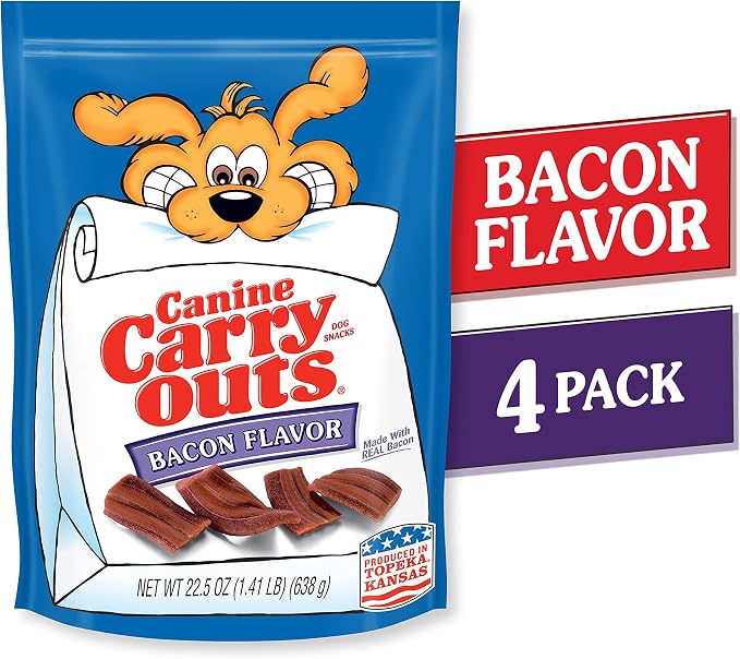 Canine Carry Outs Bacon Flavor Dog Treats, 22.5 Ounce Bag (Pack of 4)