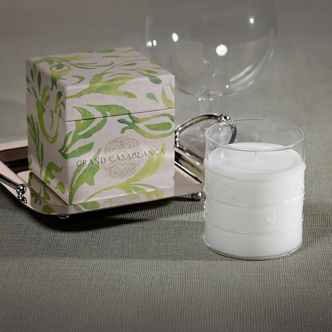Zodax Grand Casablanca Glass Jar Scented Candle for Home Decor - Single-Wick Candle Ideal for Kitchen and Bathroom - Makes a Great Gift for Women and Men - Lily of The Valley - 12 Oz.