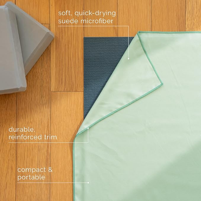 S&T INC. Aura Yoga Mat Towel, Quick Dry Towel, Soft and Absorbent for Gym, Pilates, and Hot Yoga Mat, 2 Pack, 26.5 inches x 72 inches, Microfiber, Blue & Sage Green