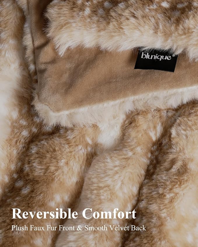 Ultra Soft Cozy Faux Fur Throw Blanket, Fuzzy Plush Thick Bubble Blanket, Oversize Luxury Fluffy Blanket for Couch, Bed, Bedroom and Living Room, 60x80 Inches, Tie-Dye Camel