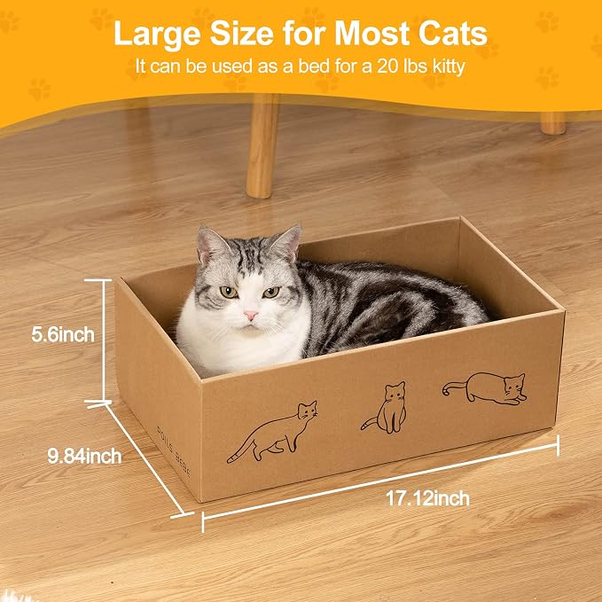 Poils bebe 5 PCS Cat Scratcher with Box, Reversible Cat Scratchers for Indoor Cats, Cardboard Cat Scratcher with Catnip, 2 Curved and 3 Flat Boards for Scratching Bed | Reversible Cat Scratchers for Indoor Cats, 2 Curved and 3 Flat Boards for Scratchin...