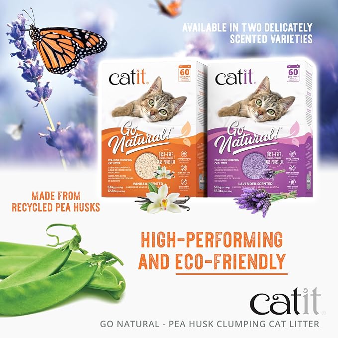 Catit Go Natural Pea Husk Clumping Cat Litter, 12.3 lb, Natural