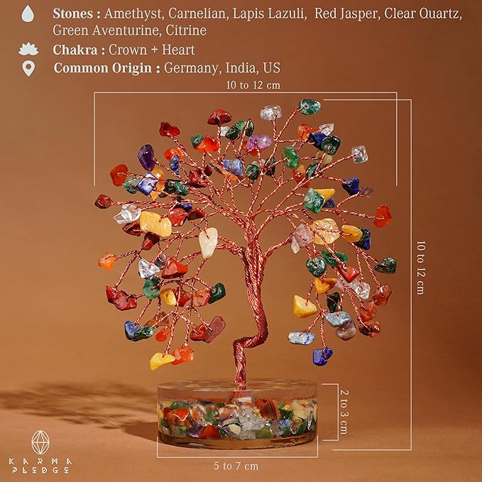 7 Chakra Crystal Tree of Life Birthday Gifts for Women, Men, Friends, Handmade Reiki Healing Crystals Tree for Home Office Decor, Positivity, Good Luck, Money, Unique Gifts for Her Mom, Dad