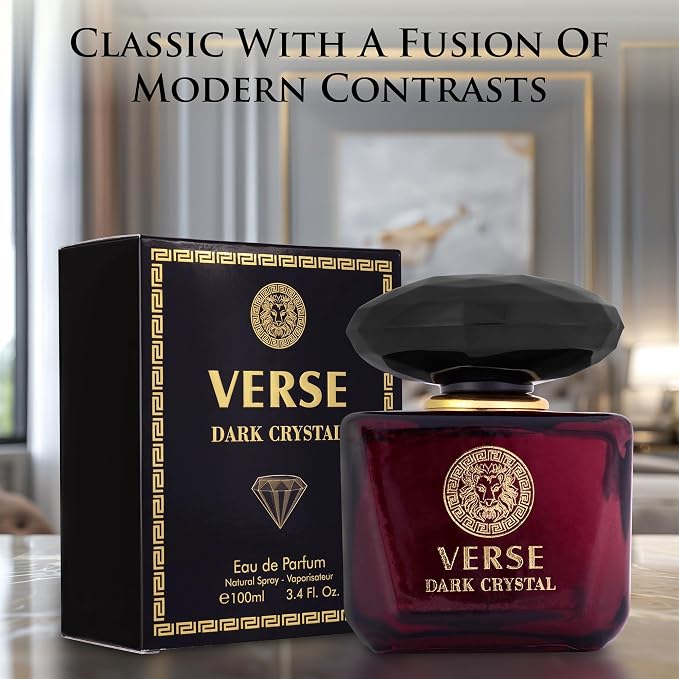 Verse Dark Crystal for Women 3.4fl Oz - Top Notes of Spicy Ginger & Cardamom with Pepper - Floral Tones of Orange Blossom & Creamy Coconut - Oriental Aroma with Warm & Musk - Elegant 100ml Bottle