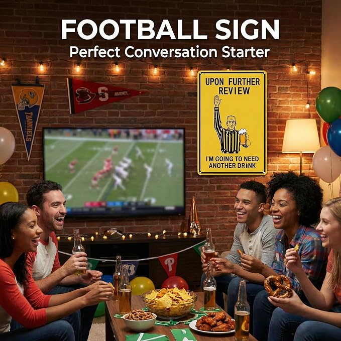 Crazysign Football Gifts Vintage Football Sign Upon Further Review I'm Going To Need Another Drink Tin Sign for Home Man Cave Garage Bar Basement Decor 8X12 Inch (3182)
