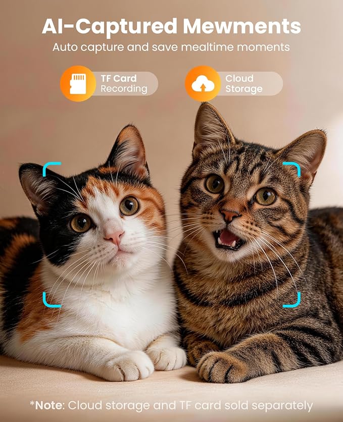 oneisall Automatic Cat Feeder with Camera for 2 Cats Pets, 20 Cups/5L | 5G Wi-Fi, Dual Cameras, HD Night Vision, 2-Way Audio, Motion-Activated Alerts, APP Remote Control, Feed Now, Feeding Logs