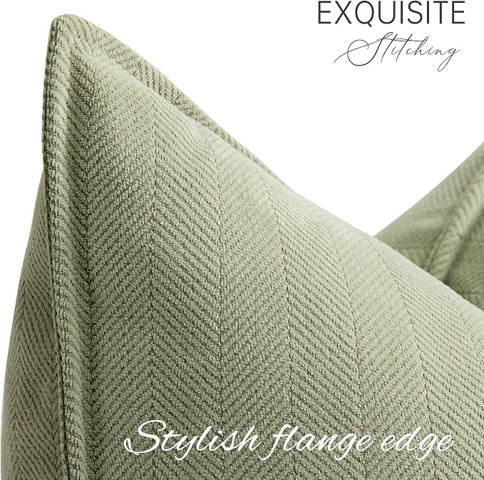 Sage Green Pillow Covers 24x24 Set of 2 Chenille Throw Pillow Covers with Elegant Design Soft and Luxurious Decorative Throw Pillows for Couch, Bed, and Home Decor