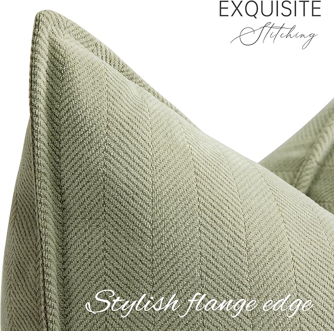 Sage Green Pillow Covers 20x20 Set of 2 Chenille Throw Pillow Covers with Elegant Design Soft and Luxurious Decorative Throw Pillows for Couch, Bed, and Home Decor