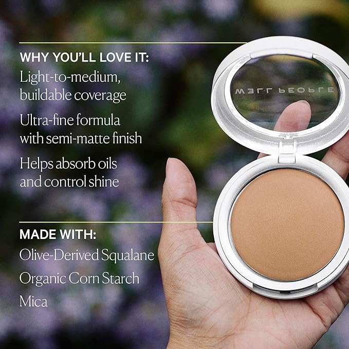 Well People Bio Powder Foundation, Lightweight & Hydrating Foundation For Perfecting & Smoothing Skin, Semi-Matte Finish, Vegan & Cruelty-free, 5.5W