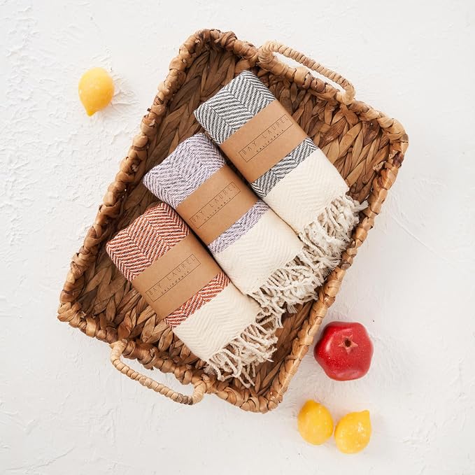 BAY LAUREL Turkish Hand Towel – Pack of 2 | Soft & Absorbent Decorative Towels for Bathroom, Hand, Face, Hair, Gym, Yoga, SPA, Kitchen & Tea | Boho Decor(Blush Pink, Herringbone 15x26 Inches(Set of 2)
