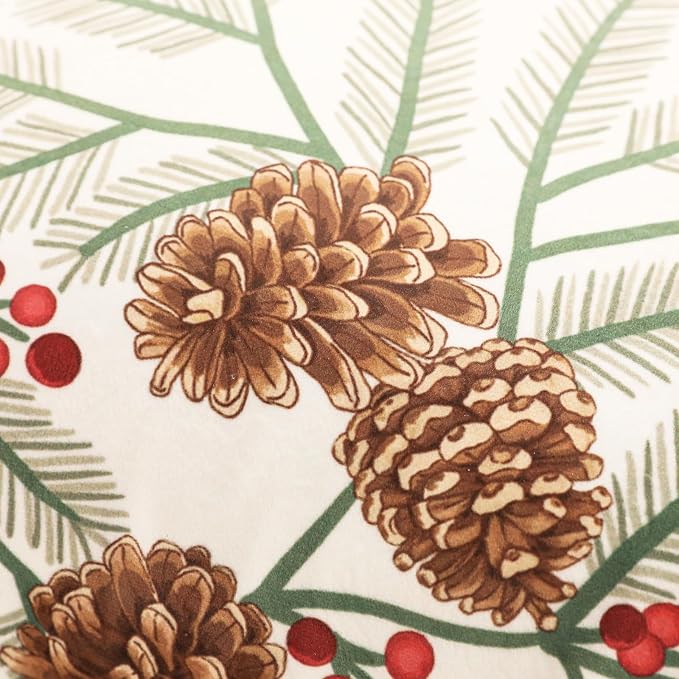 French Chrismas Velvet Throw Pillow Cover,Set of 2,18"x18"-Carol B | Vintage Square Pillow Cover,Concealed Zipper Design,Pinecones Pattern,Sofas,Bedroom,Living Room,Lounge Chairs,Decor