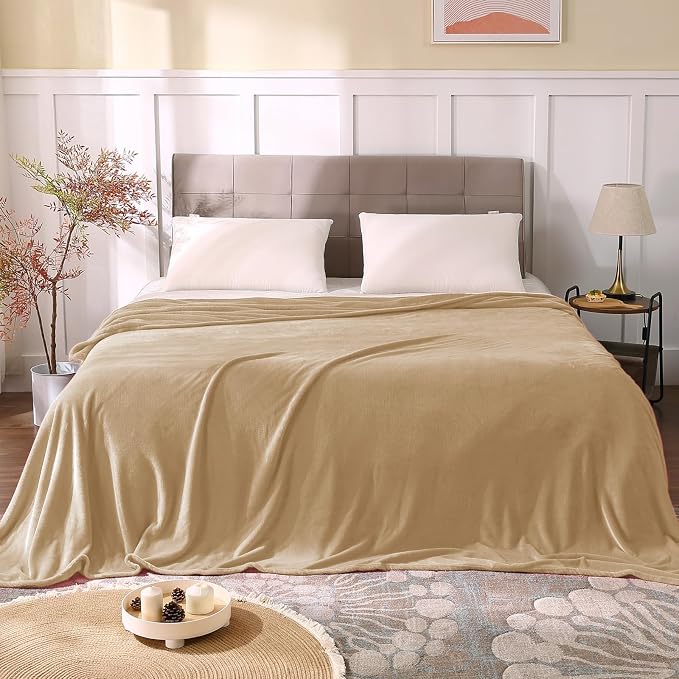 BEDELITE Fleece Blanket Soft Plush King Bed Blanket Light Camel 108"x90" | Ultra Soft Fleece, Plush Microfiber, Lightweight Warmth, All Season Comfort, Fade Resistant, Machine Washable