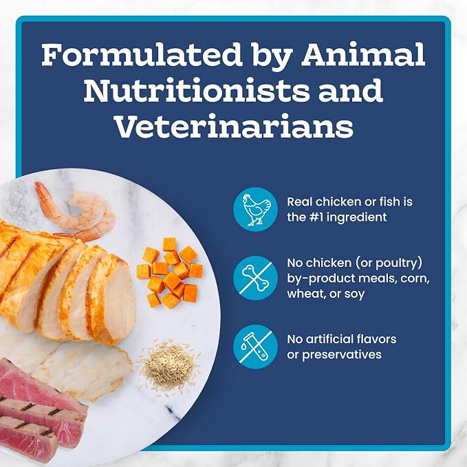 Blue Buffalo Tastefuls Variety Pack Wet Cat Food, 3 oz, 24 ct | Tuna, Chicken & Fish and Shrimp Entrées in Gravy (8 of Each), No Corn, Wheat, or Soy