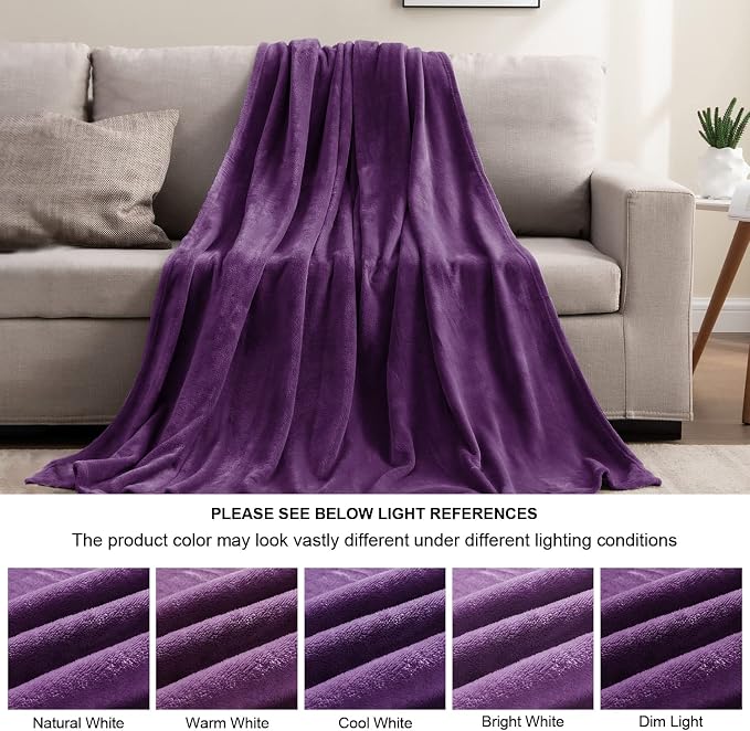 BEDELITE Fleece Blanket Soft Plush Queen Size Bed Blanket Purple 90"x90" | Ultra Soft Fleece, Plush Microfiber, Lightweight Warmth, All Season Comfort, Fade Resistant, Machine Washable,Perfect for Bed