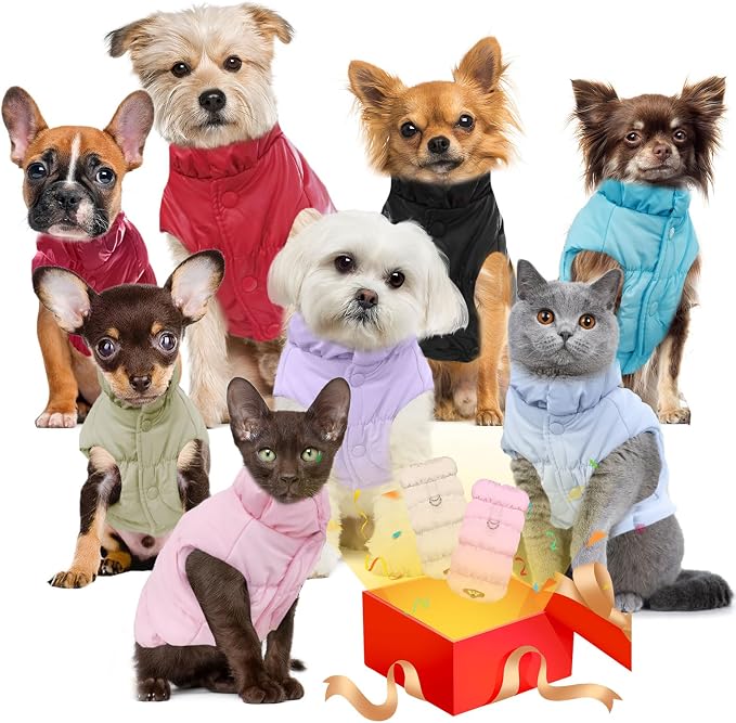 ABRRLO Winter Warm Dog Jacket for Small Medium Dogs Cat Cold Weather Coats with Harness Paded Dogs Fleece Vest Waterproof Windproof Dog Snow Jacket Pet Puppy Clothes (Wine red,XXL)