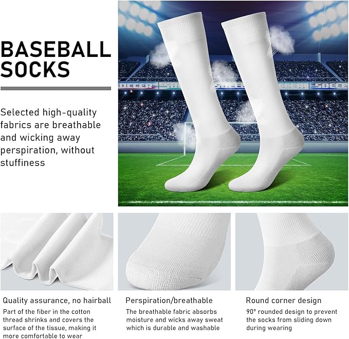 Zhanmai Baseball Belt and Socks Combo Adjustable Softball Socks and Elastic Waist Belt for Youth Boys Girls, Adult