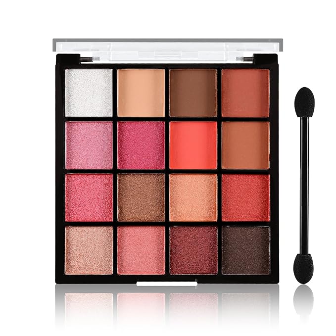 Boobeen Colorful Eyeshadow Palette Makeup-16 Colors, Matte and Glitter Eyeshadow, Bright Eye Shadow Palettes, Blendable, Easy to Build Dramatic Glamour Looks