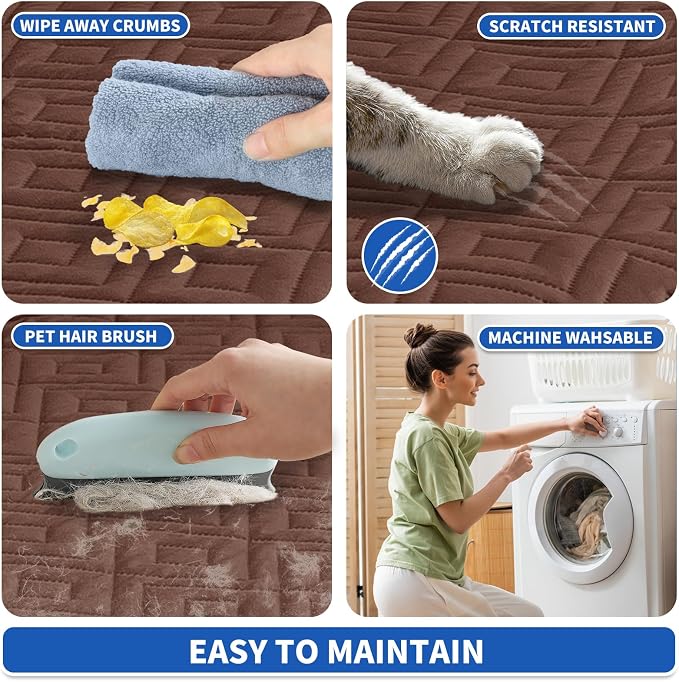 2026 Waterproof Sofa Dog Blanket (30"x70") Comfy Couch Sofa Mat for Pets with Anti-Slip Back, Universal Incontinence Lightweight Liner Pad for Furniture Car Picnic etc Durable Washable, Coffee