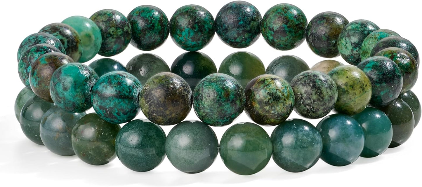 Bivei Natural Gemstone Semi Precious Healing Crystals Handmade Stretchy Round Beads Bracelet,Stocking Stuffers for Women Enhance Positive Energy