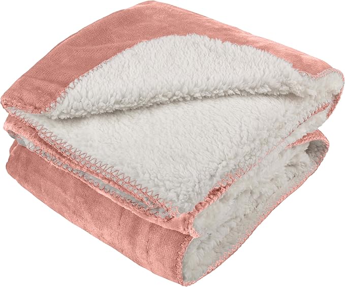 PETMAKER Dog Blanket, Pink, 80” x 100” | Reversible Sherpa Blanket - Throws for Bed, Couch, Crate, or Car - Machine Washable Puppy Essentials