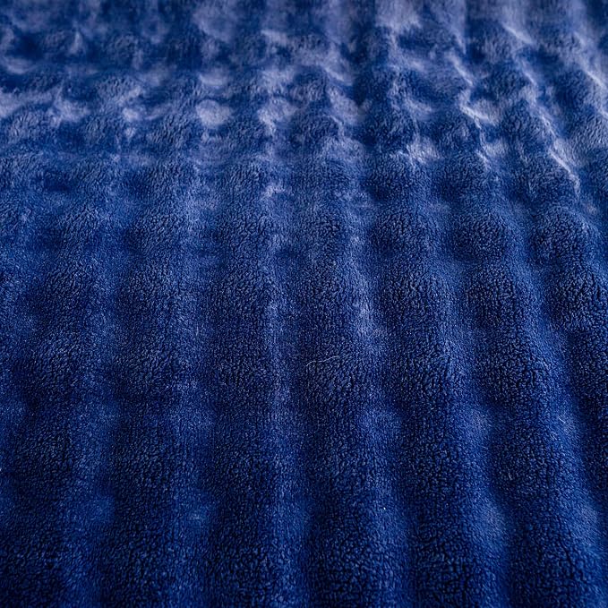 YUSOKI 3D Fleece Bubble Throw Blanket,Navy Blue, 50"x60" | Ultra Soft, Non-Shedding, Lightweight for All Season Use, stays fluffy after repeated washes, Perfect Gifts, Machine Washable