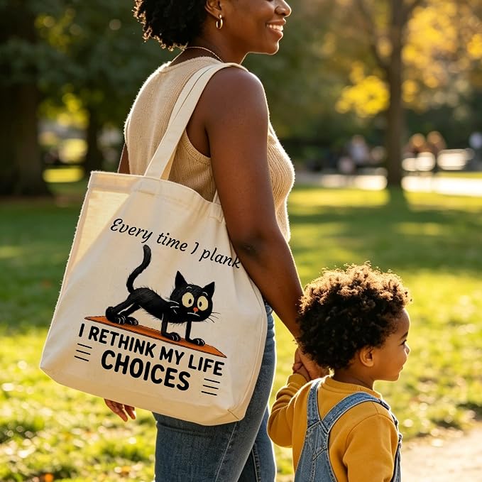 Pilates Canvas Tote Bag for Women Shopping Work Travel with Inner Pocket