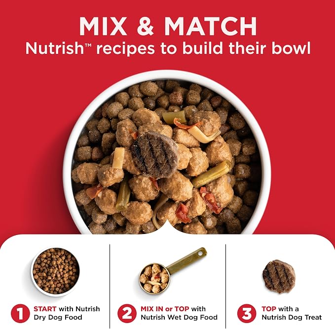 Nutrish Beef Stroganwoof Wet Dog Food, 8 oz. Tub (Pack of 8) (Rachael Ray) | Made with Green Beans, Tomatoes & Rice Pasta, No Artificial Flavors, No Added Corn, Wheat or Soy Ingredients