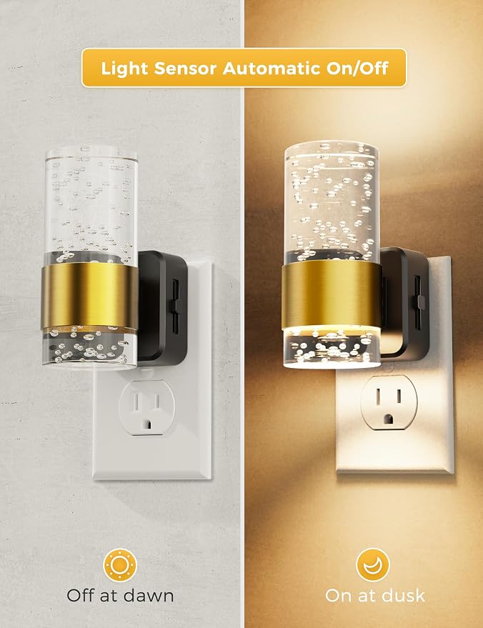 L LOHAS LED Night Lights Plug into wall, Soft Warm Night Light | Adjustable Brightness, Plug in Night Light, Auto Light Sensor, Wall Sconce-Style Design Nitelight, Bathroom, Hallway, 1 Pack