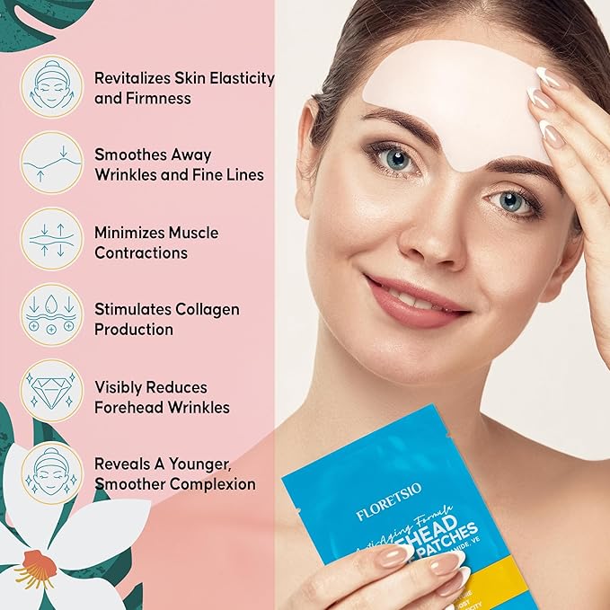 Forehead Wrinkle Patches Overnight 12 Pcs with Collagen: Forehead Fine Lines and Deep Wrinkles Treatment Remover, Anti Forehead and Between the Eyes Facial Wrinkle Patches, Hypoallergenic Patches
