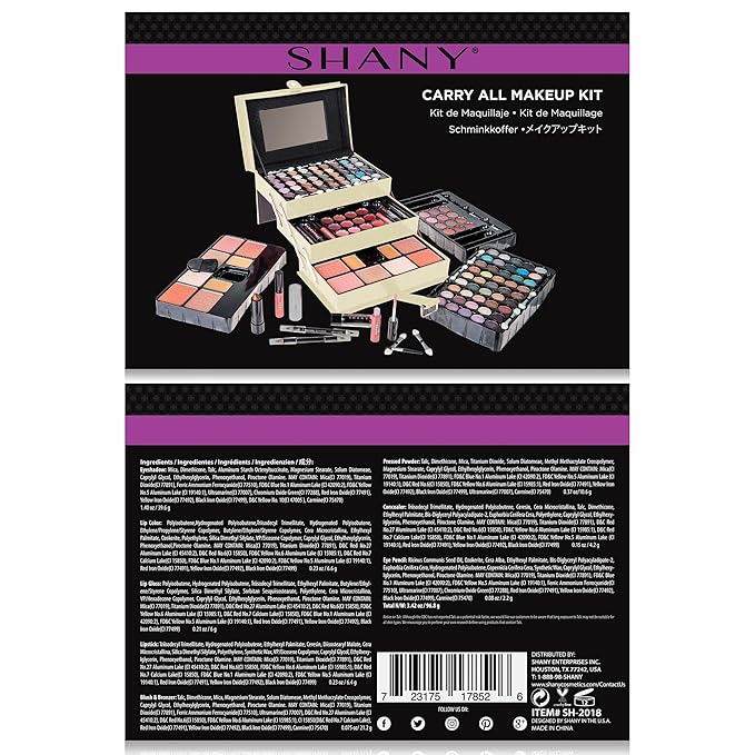 SHANY All In One Makeup Set, 67 Colors Eyeshadow, Blushes, Face Powder, Lipstick, Eye liners, Make up Pencils and Cosmetics Mirror - Makeup Kit With Reusable Beauty Organizer Train Case - White
