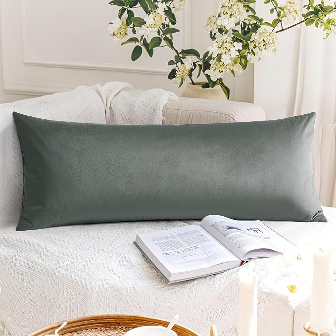 Artscope Luxury Velvet Lumbar Pillow Cover Super Soft Decorative Rectangle Throw Pillow Covers Case Cushion Covers for Sofa Couch Bedroom Car Decor 14x36 Inch Dark Grey