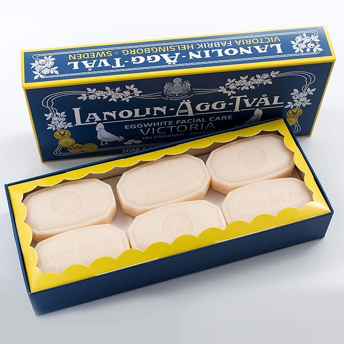 VICTORIA Lanolin Agg Tval Egg White Face Soap Bar for Women, Facial Care Cleanser, 6 x 1.7 Ounce