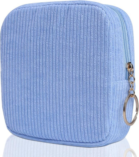 Sanitary Napkin Storage Bag, Preppy Corduroy Period Bag for School Teen Girls, Cute Portable Period Pouch with Zipper, Sanitary Pads Bag Tampons Holder for Purse, First Period for Women Ladies