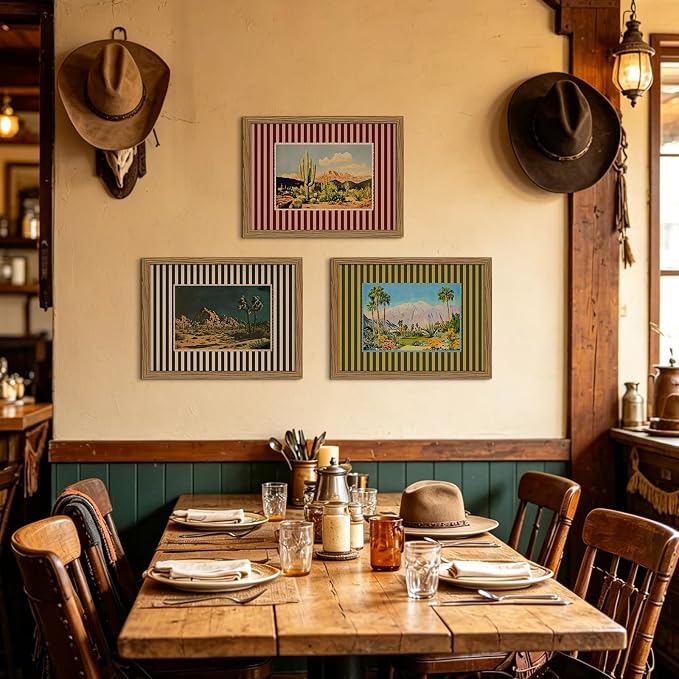 Western Desert Wall Art Vintage Southwestern Wall Decor Boho Cactus Prints | Western Landscape Canvas Pictures Southwest Painting Nature Posters Modern Artwork for Bedroom Bathroom 16x24x3 Inch Unframed