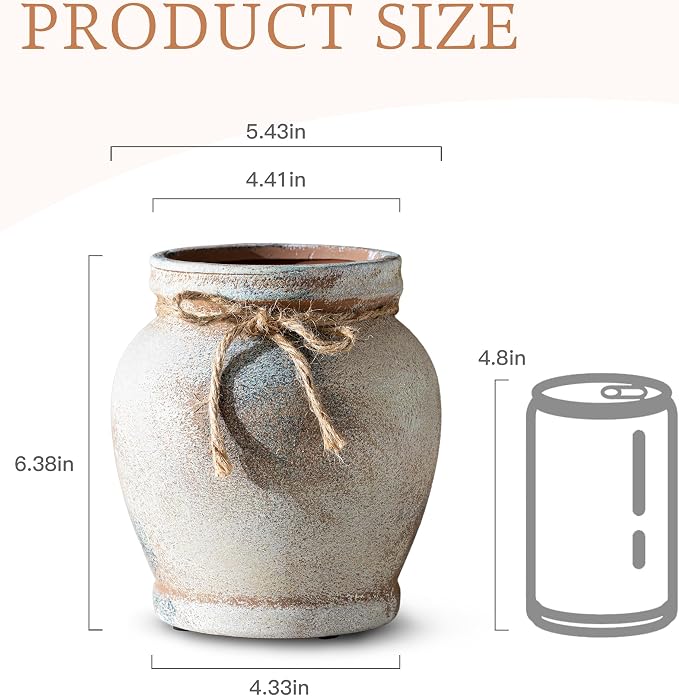 Lvases 6.5in Rust Ceramic Vase, Rustic Farmhouse Decor Flower Vase | Decorative vase for home decor, centerpiece fits living room, bedroom, kitchen, dining table, shelf and fireplace mantle