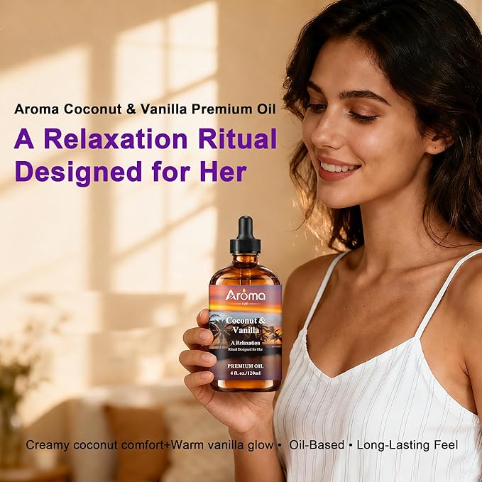 Coconut Vanilla Fragrance Oil, 4 Fl Oz | Scented Oil for Home Diffusers, Aromatherapy, DIY Soap