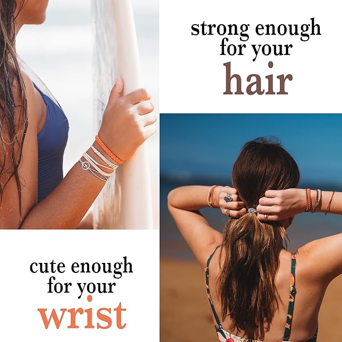 K'lani Hair Tie Bracelets for Women - Elastic Hair Bands That Double as Stylish Jewelry - Celebrate - Large
