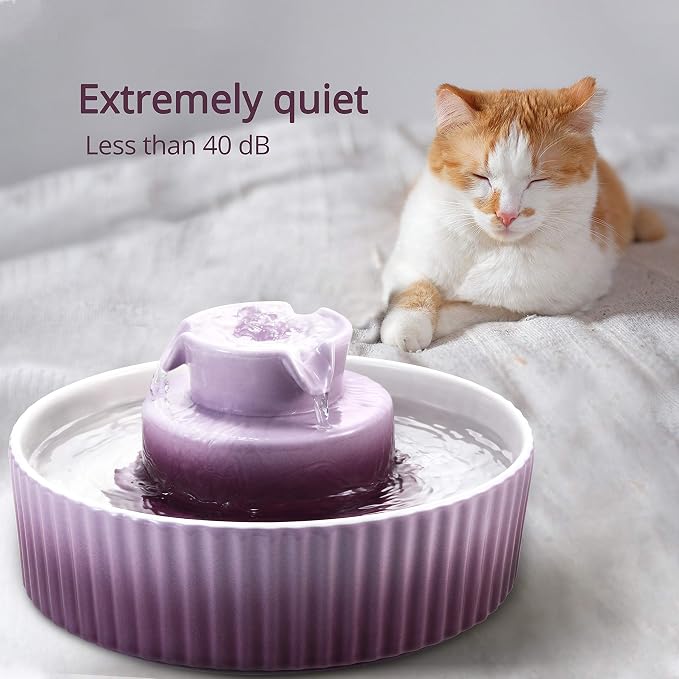 Wonder Creature Ceramic Cat Water Fountain, Stable Cupcake Design, 71oz | 2.1L Pet Fountain with Anti-Tip Ceramic Design, 2 Quiet Pumps, 360° Water Flow, 3 Filters for Cats and Dogs