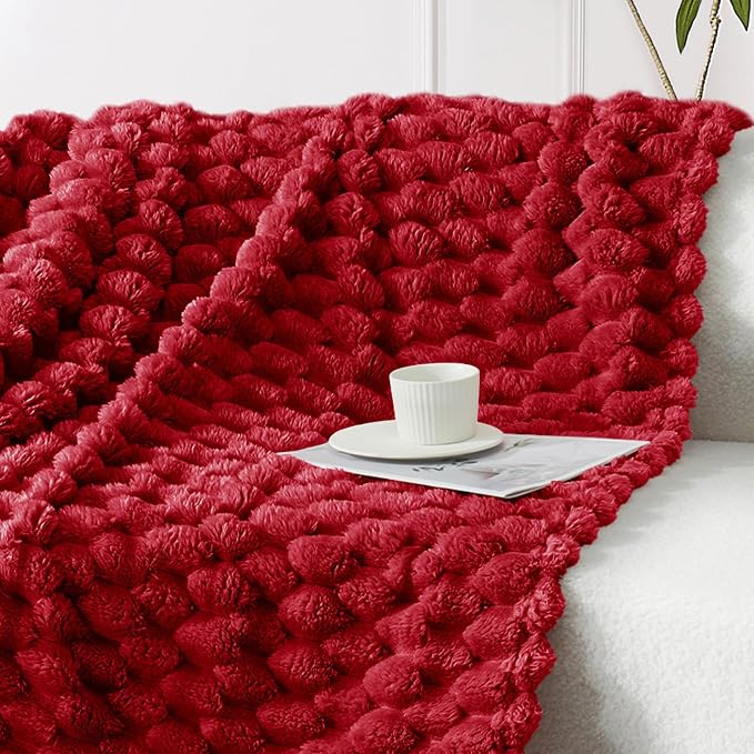 Whale Flotilla Soft Fleece Throw Blanket for Couch & Bed 3D Jacquard, Red | Super Cozy Lightweight Plush Fluffy Throw, Luxury Decorative All‑Season Couch Cover Blanket for Sofa & Office Chair, 50"x60"