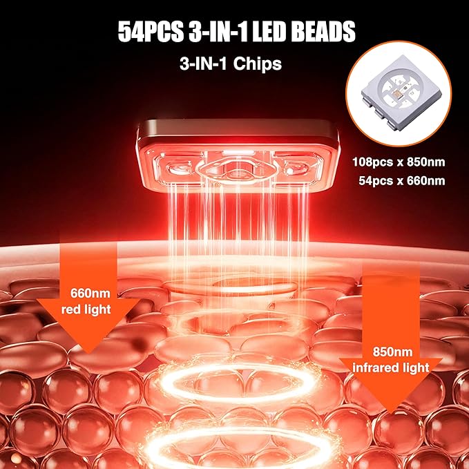 Red Light Therapy Vibration Knee Massager, Vibration & Heat - 5 Massage Zones, 660nm & 850nm Wavelengths, Rechargeable Heating Pad Knee Wrap, Gift for Men and Women