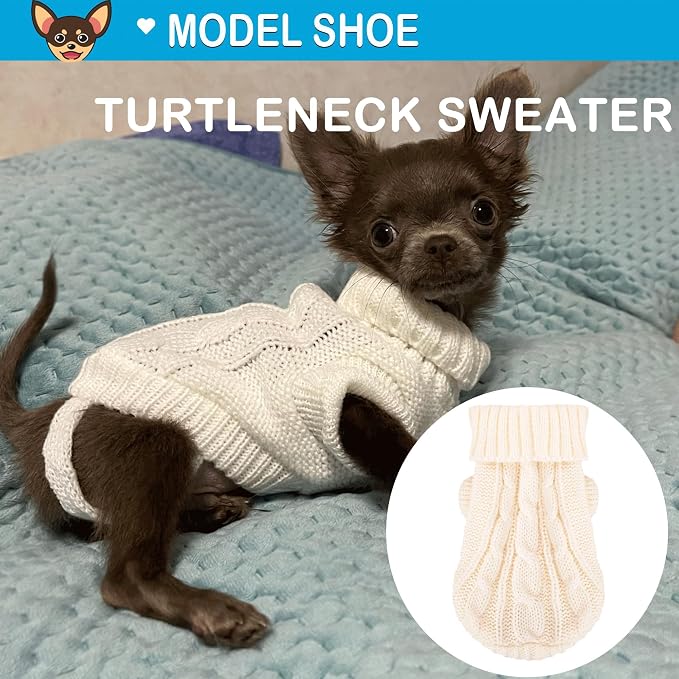 2 Pack Dog Sweaters for Small Dogs, Chihuahua Yorkie Sweater, Dog Clothes for Small Dogs, Winter Warm Pullover Clothing, Pet Cat Cold Weather Puppy Clothes Outfits M