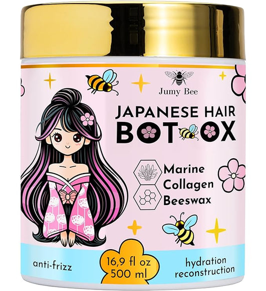HAIR MASK FOR DAMAGED HAIR TREATMENT Japanese BTX -16.9 oz Collagen & Keratin Treatment with Beeswax & Seaweed, Intense Hydration, Anti-Frizz,Formaldehyde-Free,Protein Repair for Dry Hair