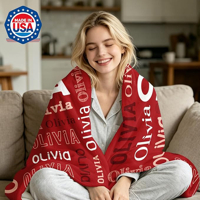 Custom Blanket with Name, Personalized Name Blankets for Teen Girls Boys Kids Baby, Customized Flannel Throw Blanket Gifts for Christmas Birthday - Printed in USA