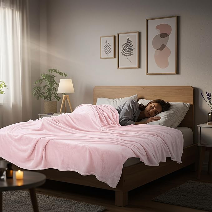 Utopia Bedding Ultra Soft Fleece Bed Blanket Queen Size Pink (90x90 Inches) | Microfiber Plush Warm Lightweight Breathable Cozy Blanket Anti-Static, All Season Use, Gift for Women and Men
