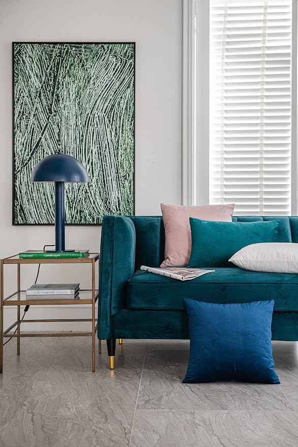 Lumbar Pillow Covers 12x20 Teal: Pack of 2 Cozy Soft Velvet Rectangular Modern Luxury Decorative Throw Pillow Cases for Sofa Couch Living Room Bed Home Decor